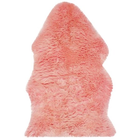 Flowers First 2 x 3 ft. Sheep Skin Natural Sheep Skin Made within Acid Dying Rug, Solid Pink - Accent FL1892397